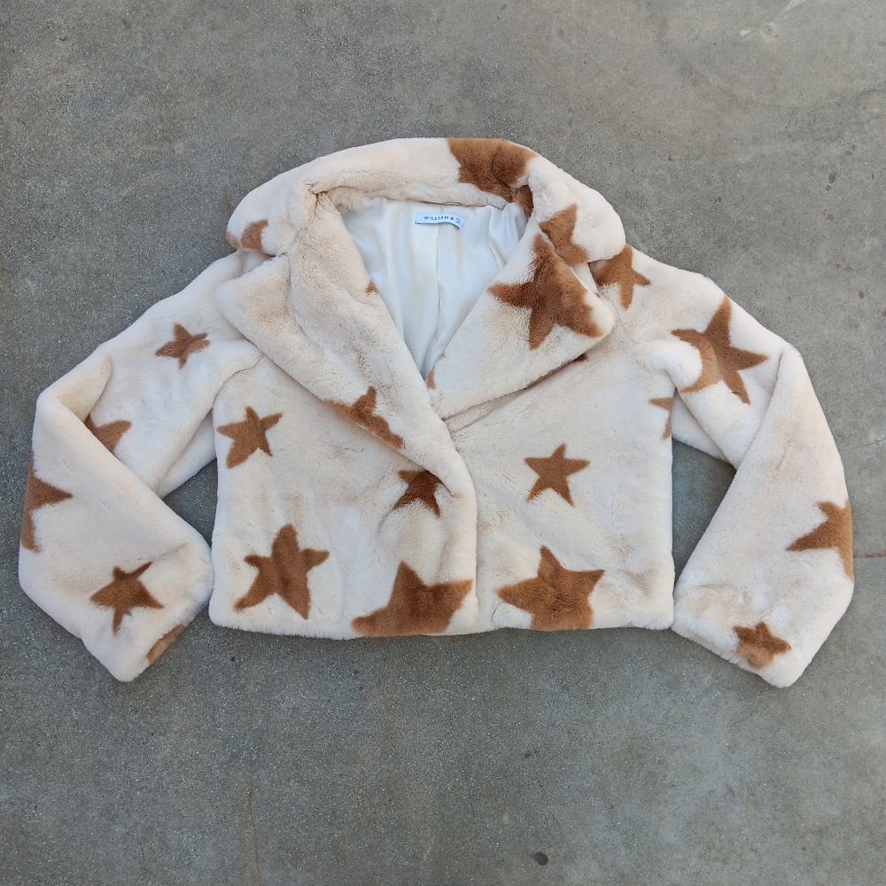 Faux Fur Star Bomber Jacket